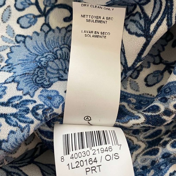 Karen Kane Womens Open Front Floral Kimono One Size Blue White Made In USA - Picture 8 of 10